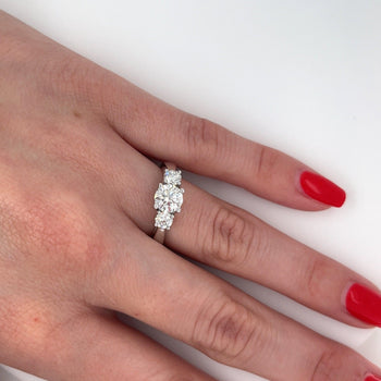 1.69 Carat 3 Stone Round Cut Lab Grown Diamond CVD Engagement Ring in Platinum Setting – Assay Jewelers