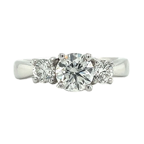 1.69 Carat 3 Stone Round Cut Lab Grown Diamond CVD Engagement Ring in Platinum Setting