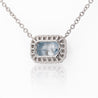 1.72 Carat Radiant Cut Blue & White Diamond Halo 14K White Gold Pendant Necklace