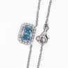 1.72 Carat Radiant Cut Blue & White Diamond Halo 14K White Gold Pendant Necklace