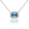 1.72 Carat Radiant Cut Blue & White Diamond Halo 14K White Gold Pendant Necklace