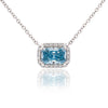 1.72 Carat Radiant Cut Blue & White Diamond Halo 14K White Gold Pendant Necklace