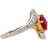 1.8 Carat Round Ruby Diamond Platinum and 18K Gold Bypass Ring