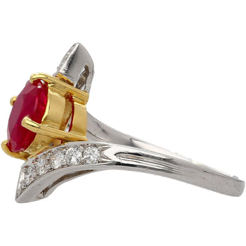 1.8 Carat Round Ruby Diamond Platinum and 18K Gold Bypass Ring – Assay Jewelers