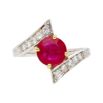 1.8 Carat Round Ruby Diamond Platinum and 18K Gold Bypass Ring – Assay Jewelers