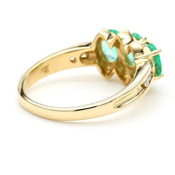1.80 Carat Oval Emerald 3 Stone Ring in 14K Gold – Assay Jewelers