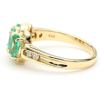 1.80 Carat Oval Emerald 3 Stone Ring in 14K Gold – Assay Jewelers
