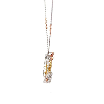 1.81 Carat Round Diamond in 14K Tri-Color Gold Flower Wreath Pendant Necklace – Assay Jewelers