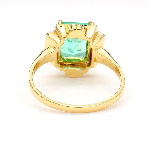 2 Carat Colombian Emerald Diamond Cut 14K Gold Ring