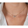 2 Carat Emerald Cut Lab Grown Diamond Connected Floating Necklace in 18K Yellow & White Gold 2-Tone Setting