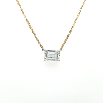 2 Carat Emerald Cut Lab Grown Diamond Floating Necklace 14K Gold 2-Tone Setting – Assay Jewelers
