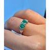 2-Stone 0.92CT TW Round Cut Natural Emerald Ring in 18k White Gold