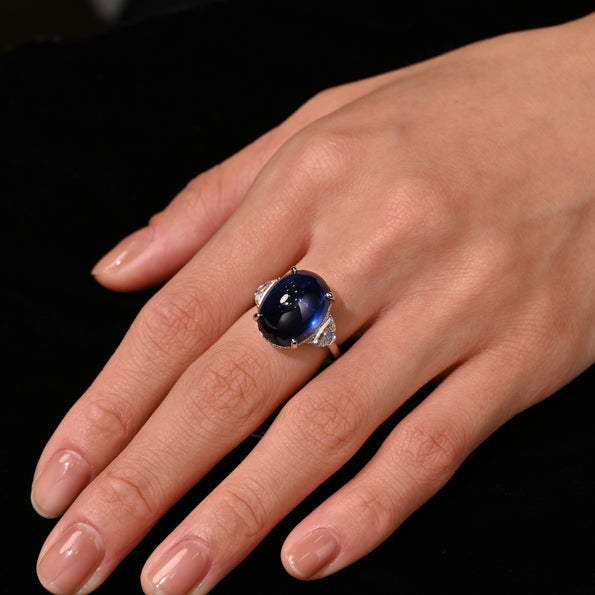 20 Carat Royal Blue No Heat Burma Sapphire & Diamond Ring