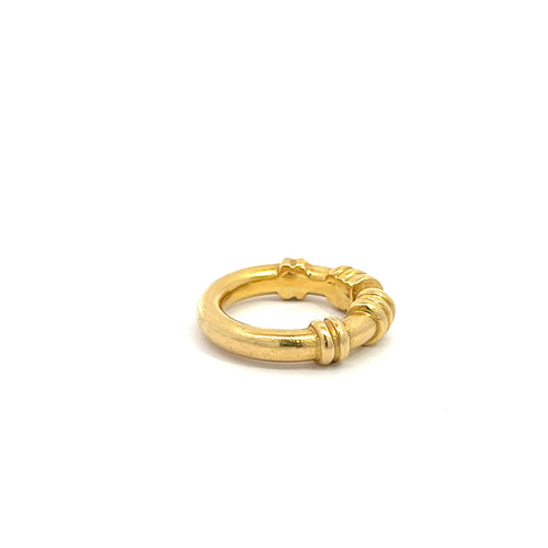 22k Solid Yellow Gold Textured Open Gap Unclosed Ring