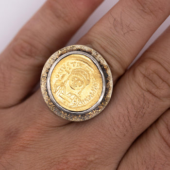23K Gold Antique Byzantine Empire JUSTINIAN I Coin Bezel Ring – Assay Jewelers