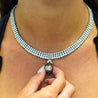 27 Carat Diamond and Emerald Flexible Choker Necklace in 18k White Gold