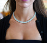 27 Carat Diamond and Emerald Flexible Choker Necklace in 18k White Gold