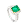 2.06 Carat Old Mine Muzo Colombian Emerald & Diamond Halo with Split Shank 18K Ring