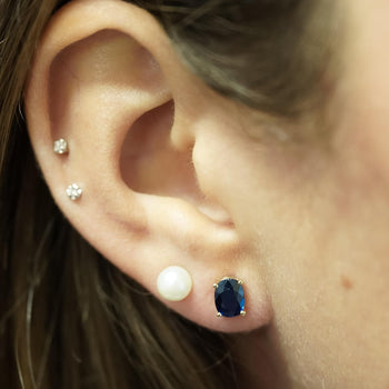 2.15 Carat Oval Cut Natural Sapphire 14K Gold Hypoallergenic Stud Earrings – Assay Jewelers