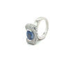 2.20 Carat Oval Cut Tanzanite Half Bezel Bow Style Ring in 18K White Gold