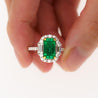 2.22ct Emerald Cut Colombian Emerald & Baguette Diamond Ring