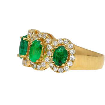 2.29 Carat Oval Cut Emerald and Diamond Wedding Band in 18K Gold – Assay Jewelers