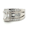 2.5 Carat Emerald Cut Lab Grown Diamond Mens Pinky Ring in Platinum and 18K White Gold