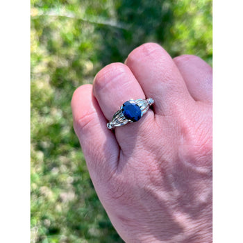2.50 Carat Oval Cut Blue Sapphire in 14k White Gold Ring – Assay Jewelers