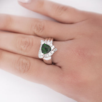2.50 Carat Triangle Checkerboard Tsavorite & Diamond White Gold Statement Ring – Assay Jewelers