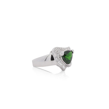 2.50 Carat Triangle Checkerboard Tsavorite & Diamond White Gold Statement Ring – Assay Jewelers