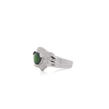 2.50 Carat Triangle Checkerboard Tsavorite & Diamond White Gold Statement Ring – Assay Jewelers