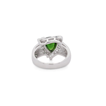2.50 Carat Triangle Checkerboard Tsavorite & Diamond White Gold Statement Ring – Assay Jewelers