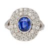 2.56 Carat No Heat Kashmir Blue Sapphire in Platinum Diamond Halo Ring