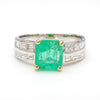 2.62 Carat Colombian Emerald Square and Diamond 14K White Gold Cocktail Ring