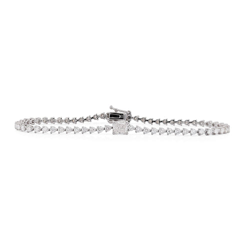 2.71 Carat Cushion & Round Lab Grown Diamond 14K White Gold Tennis Bracelet