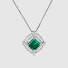 Collier en émeraude colombienne Muzo verte de 2,72 carats certifiée GRS avec huile mineure en or blanc 18 carats