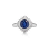 2.8 Carat Oval Blue Sapphire and Diamond Ballerina Halo Ring