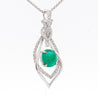 2.81 Carat Cabochon Emerald and Diamond Nouveau Pendant Necklace