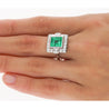 2.86 Carat Afghan-Chinese Minor Oil Emerald & Diamond Halo Ring in 18K Gold