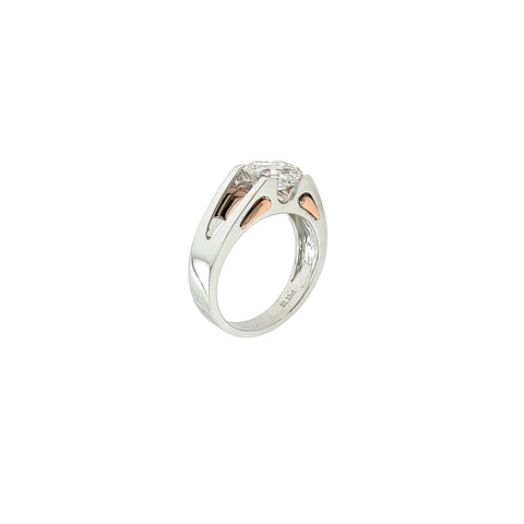 2.87 Carat Emerald Cut Lab Grown Diamond Mens Ring in 2-Tone Rose/White Gold