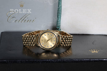 Vintage Rolex Cellini 6621 Diamond Hour Marker 18K Gold 26mm Watch – Assay Jewelers