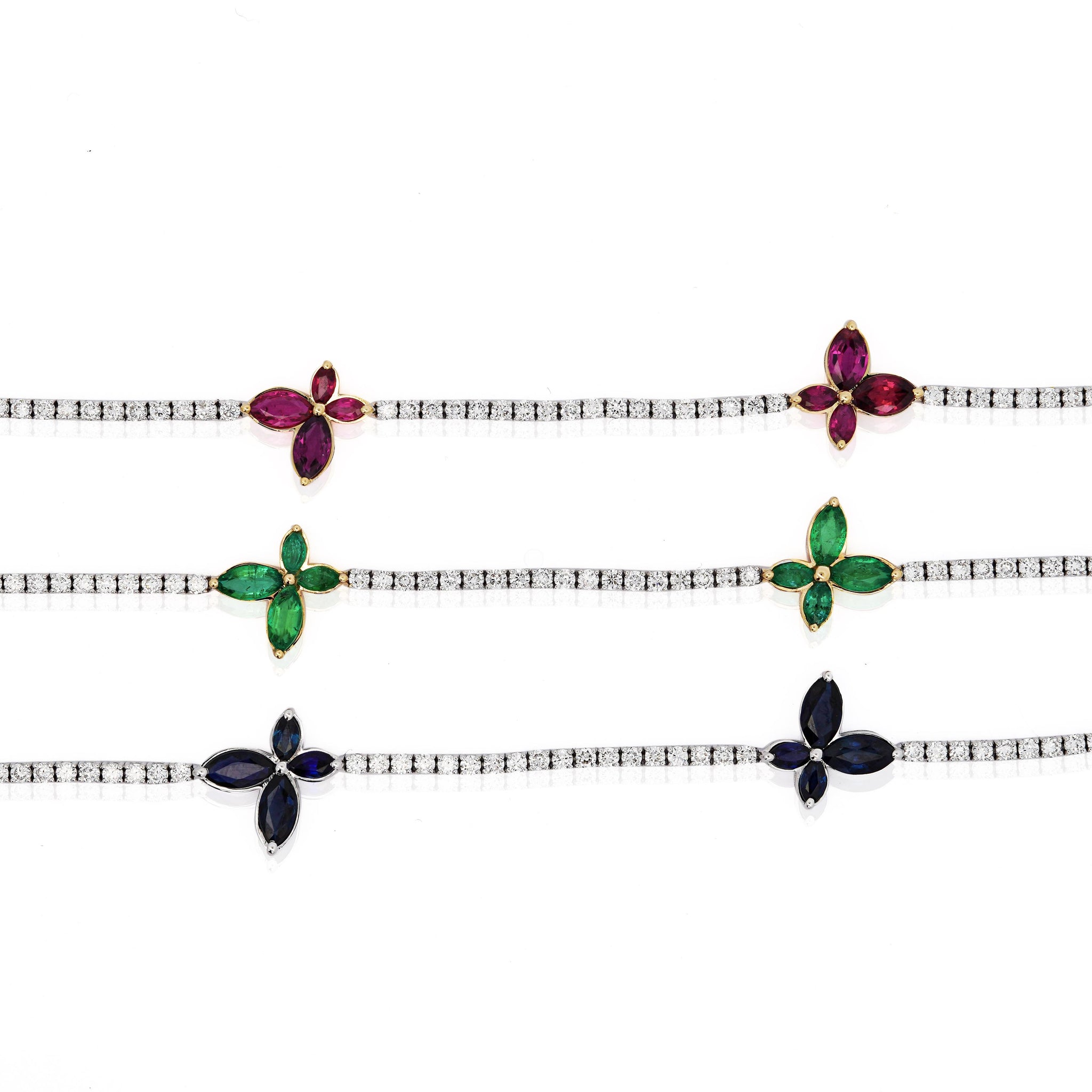 3-4 Carat Butterfly Charm Diamond & Precious Gem Tennis Bracelet