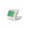 3 Carat Colombian Emerald Platinum Mens Link Ring