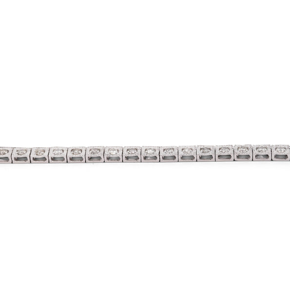 3 Carat Diamond Pave Halo Box Platinum Chain Tennis Necklace