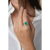 3 Carat Vivid Green Colombian Emerald and Diamond Halo Ring 18K White Gold