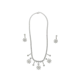 30 Carat White Diamond Necklace and Earrings 18K Set Certified Round-Brilliant – Assay Jewelers