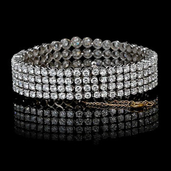 35 Carat TW Round Cut Diamond Platinum 4-Row Bracelet – Assay Jewelers