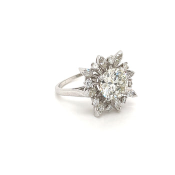 3.01 Carat Round Cut Lab Grown Diamond Ring With Marquise Cut Diamond Halo – Assay Jewelers