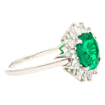 3.02 Carat Vivid Green Round Cut Colombian Emerald and Diamond Halo Platinum Ring – Assay Jewelers