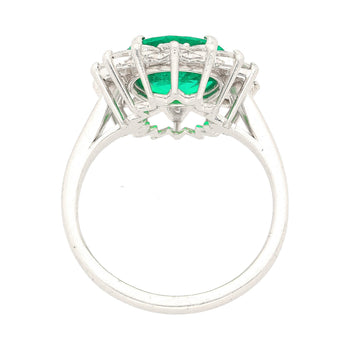 3.02 Carat Vivid Green Round Cut Colombian Emerald and Diamond Halo Platinum Ring – Assay Jewelers